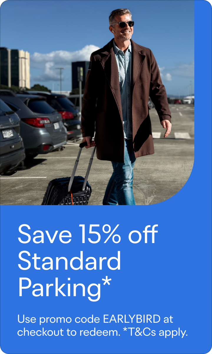 save 15% off parking by using promocode EARLYBIRD